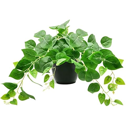 Tiita 1 Pack Fake Plants Artificial Scindapsus Aureus in Pots, Realistic Fake Greenery Potted Plants for Home Office Desk Window Sill Bathroom Bedroom Outdoor Indoor Cover