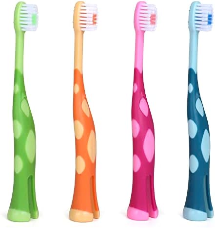 55Dental Lix - Cepillo de dientes suave para niños, cepillo de dientes de jirafa para niños, mango de fácil agarre y cubierta de cerdas, cepillo de