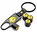 Ferrari Black Tire Stem Valve Caps and Black Keychain Combo Set