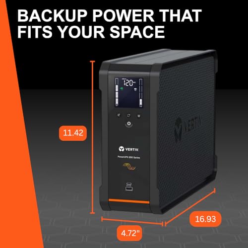 Image of Vertiv PowerUPS 200 Premium Line Interactive Series PSA6S-1500LVT, 1440VA /915W, Automatic Voltage Regulation, Pure Sinewave, Battery Backup, Superior Power Protection, 10 NEMA Outlets