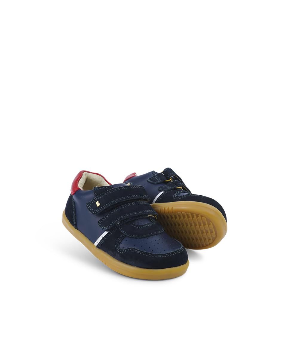 Bobux I-Walk Riley - Camminatori - Scarpe in Pelle per Bambini con Doppi Cinturini a Strappo (Navy + Red, Sistema Taglie Calzature EU, Bimbo (0-5 Anni), Numero, Media, 22)