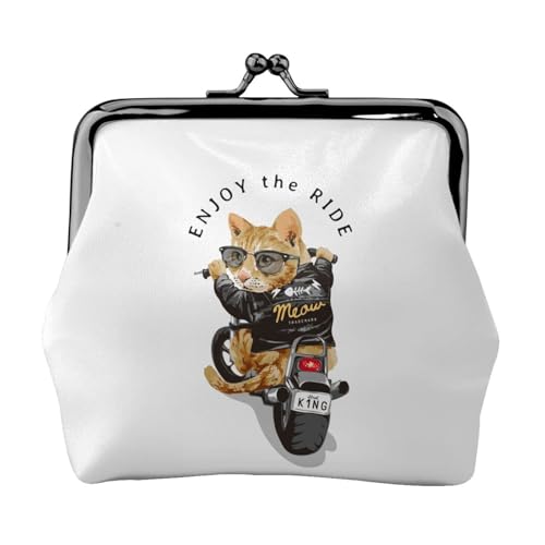 小銭入れ ポーチ 面白い猫 ねこ ネコ オートバイ がま口財布 ミニ財布