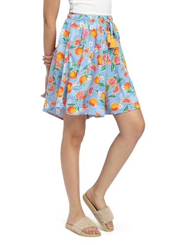 Image of B STORIES Women's Flared Shorts - Culottes with Pockets|Soft Viscose Lounge & Beach Wear|Mid-Rise Elastic Waistband|Casual Indo-Western Half Pants|Summer Resort & Everyday Wear for Women