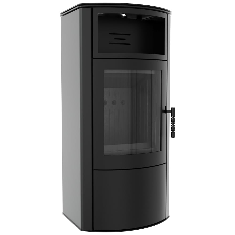 KRATKI Estufa de acero 11 kW KOZA/titanio/negro Ø150 BImSchV nivel 75 eficiencia energética A estufa de acero