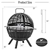 Panovue 35 Inch Wood Burning Fire Pit with BBQ Grill, Heavy Duty Fire Pits Ball for Outside with Spark Screen & Removable Ash Pan, Outdoor firepit & Fireplace for Bonfire in Garden, Yard #1