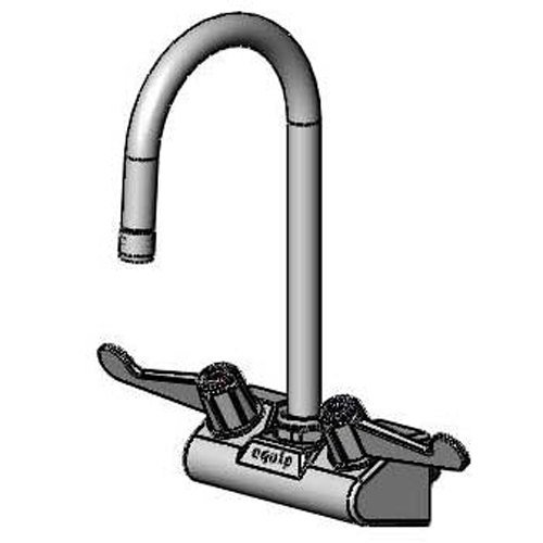 T&S Brass 5F-4WWX05 Equip 4" Wall Mount Faucet with 5 1/2" Swivel Gooseneck, 4" Wrist Handles and 2.2 GPM Aerator