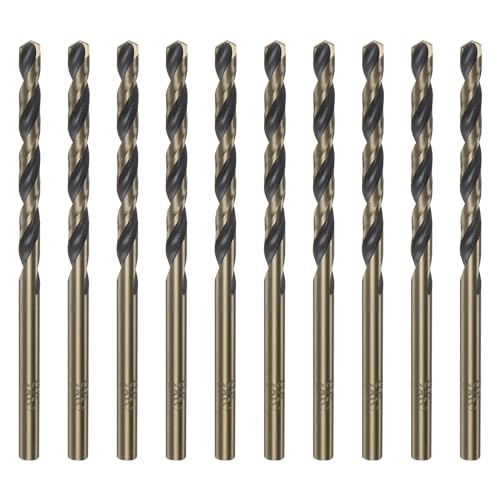 Harfington HTA231128HH000135 10Pcs Jobber Drill Bits 3.2Mm (1/8") Black Nitride & Gold Titanium Coated High Speed Steel (Hss) 4341 Twist Drill Bits cover