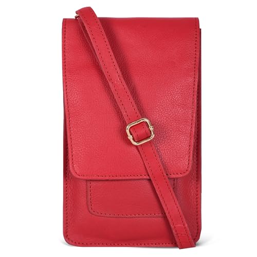 Image of Oak Leathers Small Crossbody Bag For Women - Mini Cell Phone Purse - Crossover Wallet Bag With Adjustable Shoulder Strap