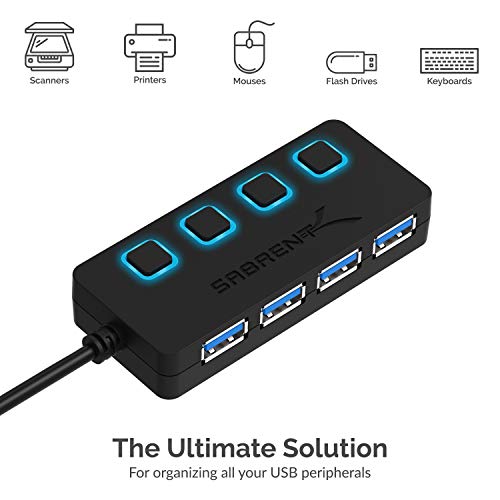 Sabrent 4 Port Usb 3.0 Hub With Individual Led Power Switches (Hb-Um43) #TOP6