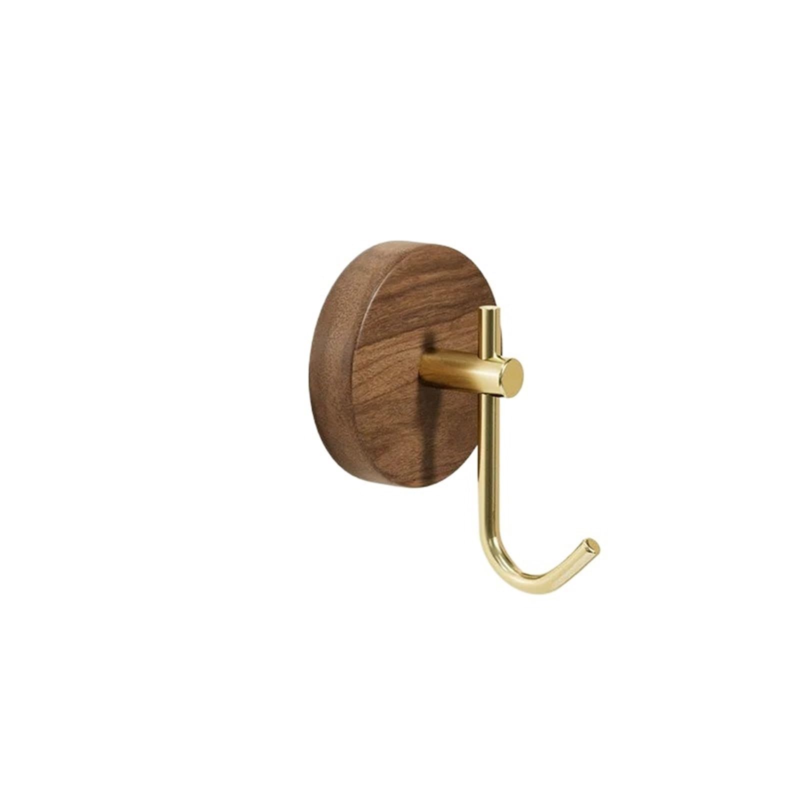 Ryqzhhy J-Golden Coat Hooks Walnut Wood No Drill Wall Hooks Multi Purpose For Clothes Hat Towel Key Home Hanging(J-Golden)