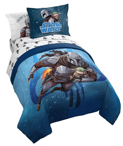 Jay Franco Kids Bed Set Blue The Mandalorian 5 Piece Twin