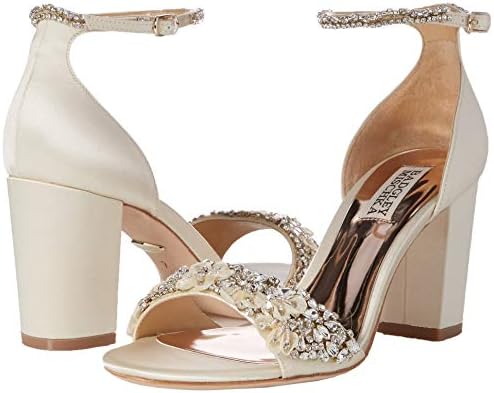 Badgley Mischka Women's Finesse Heeled Sandal, Ivory Satin, 8.5 M US | Image 6