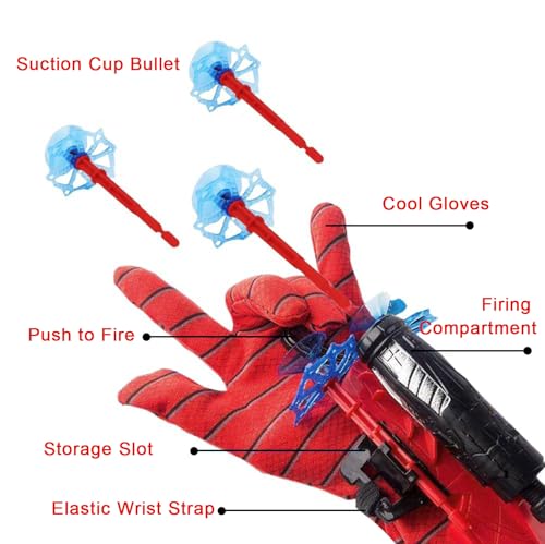 Image of Set of 2 Spider Web Shooters Toy Set, Superhero Glove Launcher, Safe Outdoor Action Toys for Kids, Halloween Christmas Birthday Party Gifts for Boys and Girls (AB, 2)