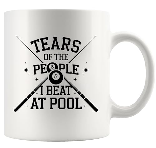 Panvola Tears Of The People I Beat At Pool Billiard Player Gifts Snooker Cue Billiard Gifts Pool Sports Player Dad Brother Husband Boyfriend Novelty Drinkware Ceramic Mug 11 oz White