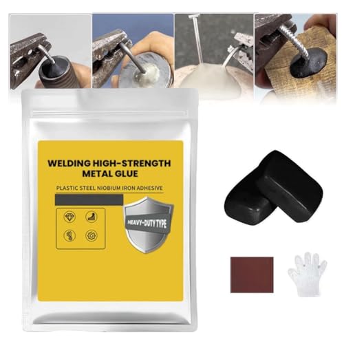 Generic Colla metallica ad alta resistenza per saldatura, Ferro fango adesivo per riparazione in acciaio, Gel universale per riparazione metalli, Nero