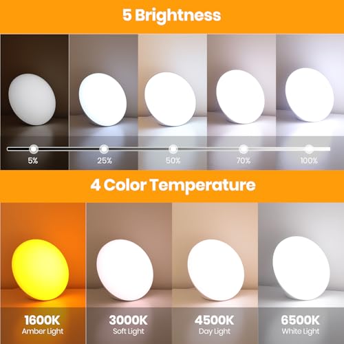 Image of LASTAR Light Therapy Lamp, 10,000 Lux Sunlight Lamp with 4 Color Temperatures & 5 Brightness Level & 60Min Timer, 12 RGB Colors Touch Control Sun Lamp with Memory Function for Home /Office