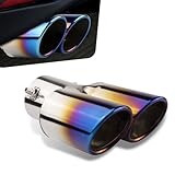 Hugwits Car Exhaust Tips, Stainless Steel Dual Outlet Straight Style Muffler Exhaust, 2.5' Dual Tail Pipe Muffler Tip, Universal for Most Cars (Baked Blue)