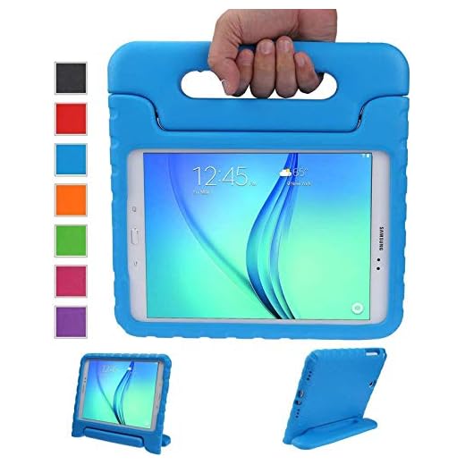 LEADSTAR Barnfodral för Samsung Galaxy Tab A 9.7 stöttåligt fodral lätt vikt superskydd fodral handtag ställ fodral för barn barn för Samsung Galaxy Tab A 9,7 tum SM-T550 SM-P555 (blå)