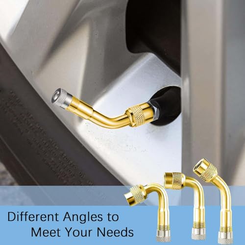 Image of 6 PCS 45 Degree 90 Degree 135 Degree Metal Valve Stem Extenders, Dually Universal Valve Stem Extensions for Wheels Passenger Cars RV Stroller Bicycles Motorcycles Trailer