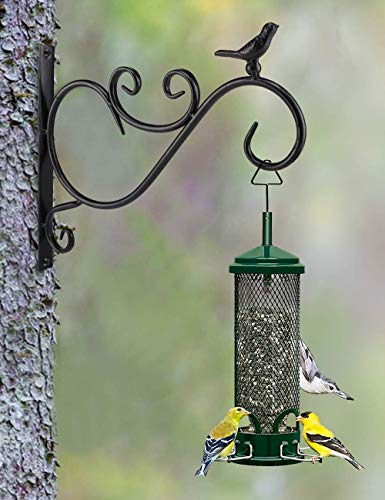 Lewondr Wall Hanging Plant Bracket, 2 Pack 12-Inch Retro Iron Metal Wall Décor Shepard Hook Lantern Wall Hanger For Hanging Plant Flower Bird Feeder Planter Indoor Outdoor, Bird 01 - Spray Paint Black #TOP3