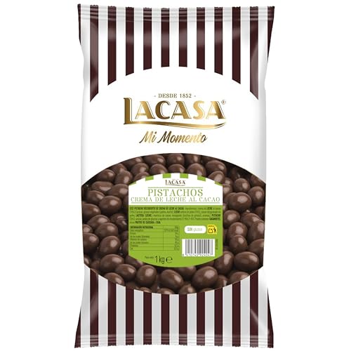 iChuches- Lacasa Frutos Secos con Chocolate – Almendras, Avellanas, Anacardos, Nueces, Pistachos, Arándanos y Pasas – Bolsa 1kg – Deliciosos– Divinos (1 KG, Pistacho con chocolate con leche)