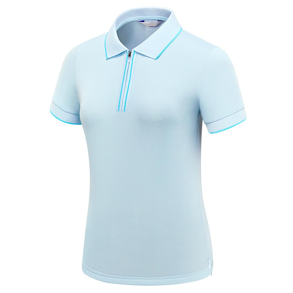 LANGWEI Polo da Golf da Donna Manica Corta Zip Asciugatura Rapida Leggera Atletica T-Shirt da Tennis