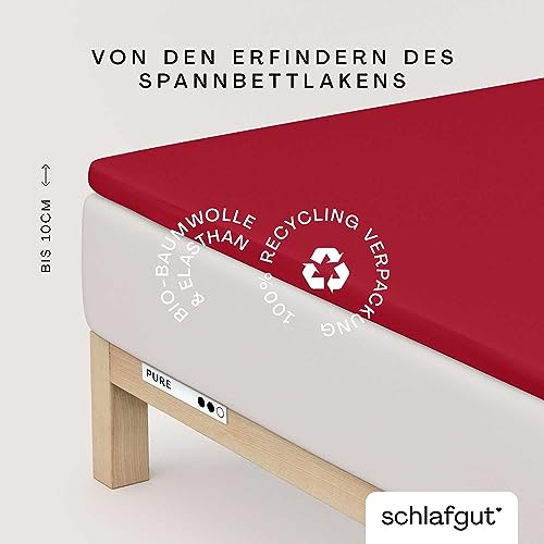 schlafgut Pure Topper Spannbettlaken 140x200 cm Bio-Baumwolle, Red Deep – Ansicht 2