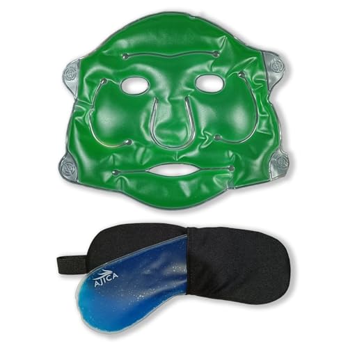 Image of Aqua Ice Face & Eye Cooling Gel Pad and Aloe Vera Gel Mask Ice Pack for Face and Eye Patches Remove Dark Circles, Fatigue Cool Eyes Patch Pads Eye Care | Facial Skin Refresh Face Mask for Hot & Cold Therapy (Aloe Face Mask, Blue Eye Cooling Pad)
