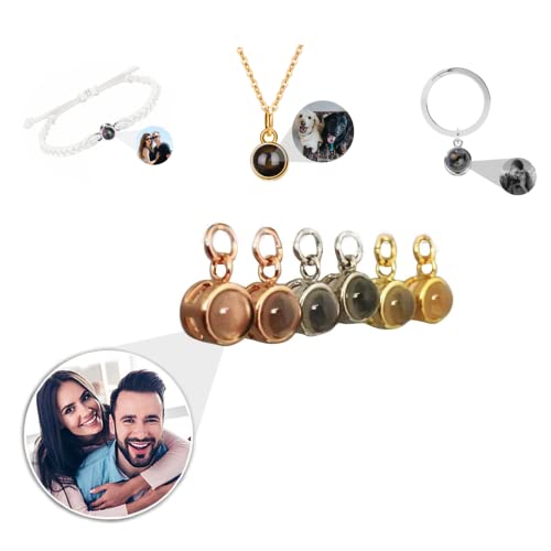 Custom Photo Projection Pendant,925 Sterling Silver Round Charms Beads Fit Bracelet Necklace Keychain Personalized Jewelry Christmas Gift (Silver,1pcs)