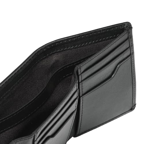 Image of House of Jack Co. Eastwood Men's Leather Trifold Wallet, RFID Blocking Wallet with Double Bill Compartment, Full Grain Cowhide Wallet, Black