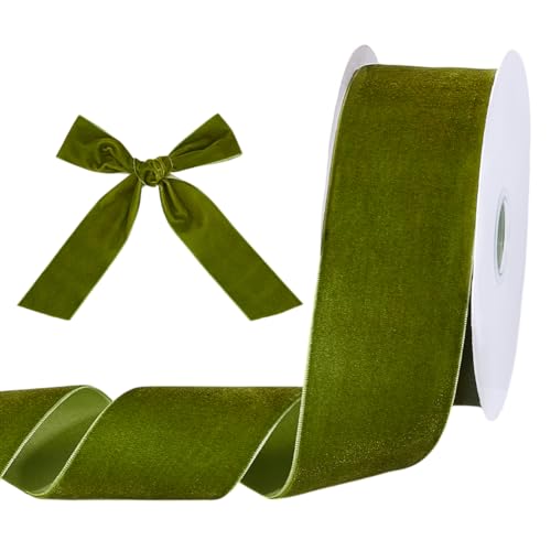 PH PandaHall Olive Green Velvet Ribbon 2 Inch x 10 Yards Multiple Occasions Classic Style Solid Pattern
