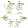 Qililandiy 120Pcs White Lily Charms Acrylic Small Spring Floral Bell Leaves Lilies of The Valley Pendant Charm for Jewelry Making Charms Pendants Necklaces Supplies DIY Crafts #1