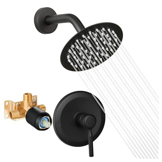 Black Shower Head And Faucet Set Complete With Valve Shower Fixtures With 6 Inch High Pressure Rain Showerhead Trim kit Regaderas Para bBaño Modernas