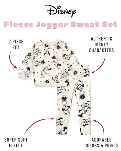 Image of Disney Girls' Minnie Mouse Fleece Jogger Pants Set - Minnie Mouse Fleece Sweatshirt and Sweatpants (2T-6X)