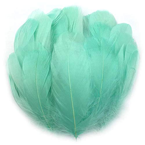 EJY 100Pieces/Pack Colorful Goose Natural Feathers for DIY Making Handmade Arts and Crafts Supplies,Green