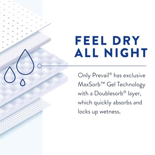 Image of Prevail Air Overnight Incontinence Adult Brief with Refastenable Tabs | Tape Style Diaper for Heavy Incontinence | Adult XLarge Diaper |Adult Diaper 60 - Count