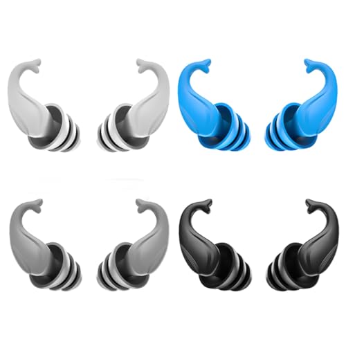 HABNI 4 Pares de Tapones para los Oídos para Nadar, Tapones de Silicona Impermeables, Tapones con Anulación de Ruido para Deportes Acuáticos y Dormir (Adultos y Jóvenes 14+)