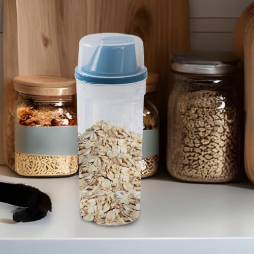 Contenedor de alimento para mascotas de 1500ml con vertedor y dispensador de premios 8