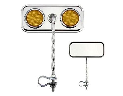 Lowrider Rectangular Square Twist Bicycle Bike Mirror Chrome with Amber Reflector Bike Part, Bicycle Part, Bike Accessory, Bicycle Accessory