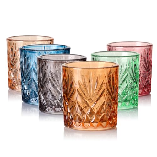 ELERGIFTS Handmade Colored Shot Glasses set of 6, 1.5 oz Vintage Heavy Base Shot Glass Set, Tequila Cups Small Glass, Shot Glasses for Whiskey, Tequila, Vodka, Spirits & Liquors