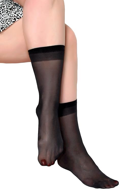 NEOBABY Ankle Length Socks/Stockings | Ultra-Thin Summer Skinny Transparent Nylon Socks for Women/Girl's (Pack of 5 Pairs, Black) - Image 2 thumbnail