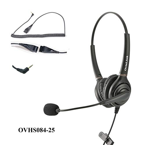 OvisLink Dual Ear 2.5mm Call Center Headset for Cisco SPA Series, Polycom SoundPoint