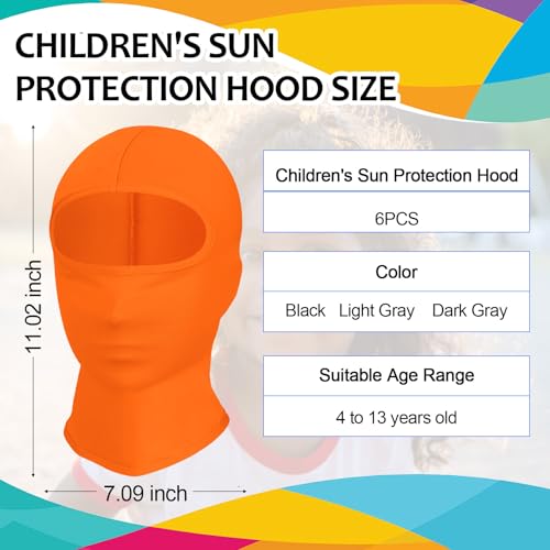 6 Pcs Girls Boys Sun Protection Balaclava Full Face Mask UV Face Cover Breathable Neck Gaiter for Outdoors(age 3+)2