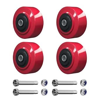 4" x 2" Caster Wheels, Polyurethane on Polyolefin core Wheel with Roller Bearing- 1/2" Bore - Set of 4 Heavy Duty Caster Wheel with 2400 lbs Capacity (4 PACK)
