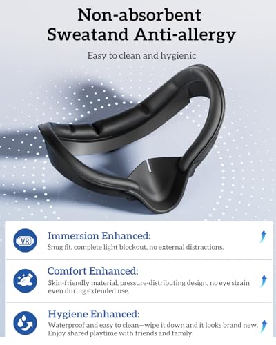 Image of Face Cushion Interface Pad &Head Strap for Meta /0culus Quest 2 Vr Headset | Soft, Skin-Friendly PU Leather Padding. Breathable, Light-Blocking Nose Pads. Easy to Clean & Comfortable to Wear