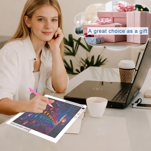 Image of AiYuanzsh 5D Diamond Painting Kits for Adults, Beach Rainbow Butterfly Diamond Art Kits for Adults Beginner, Ocean DIY Full Drill Round Diamond Painting Fantasy Wall Decor 13.8x13.8 Inch