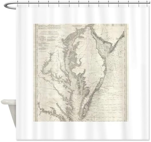 CafePress Vintage Map of The Chesapeake Bay (Decorative Fabric Shower Curtain