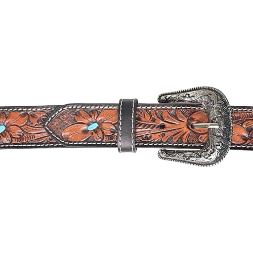 Beaded Western Leather Belt for Men Full Grain Premuim Leather Waist Belt with Changeable Buckle3