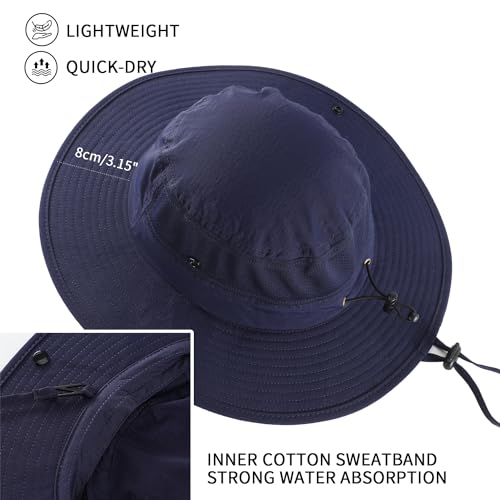 Image of Home Prefer UPF50+ Mens Sun Hat Wide Brim Womens UV Protection Beach Bucket Hat for Fishing Hiking Snap Up Cowboy Hat