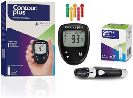Contour Plus Blood Glucose Monitor, Glucometer with 25 Free Test Strips | Accurate Diabetes Testing Kit.